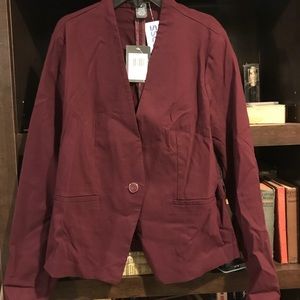 Burgundy single button blazer